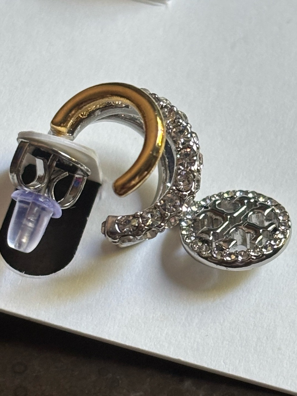 TORY BURCH ICON PAVÉ TRIPLE HOOP EARRINGS - Picture 8 of 9